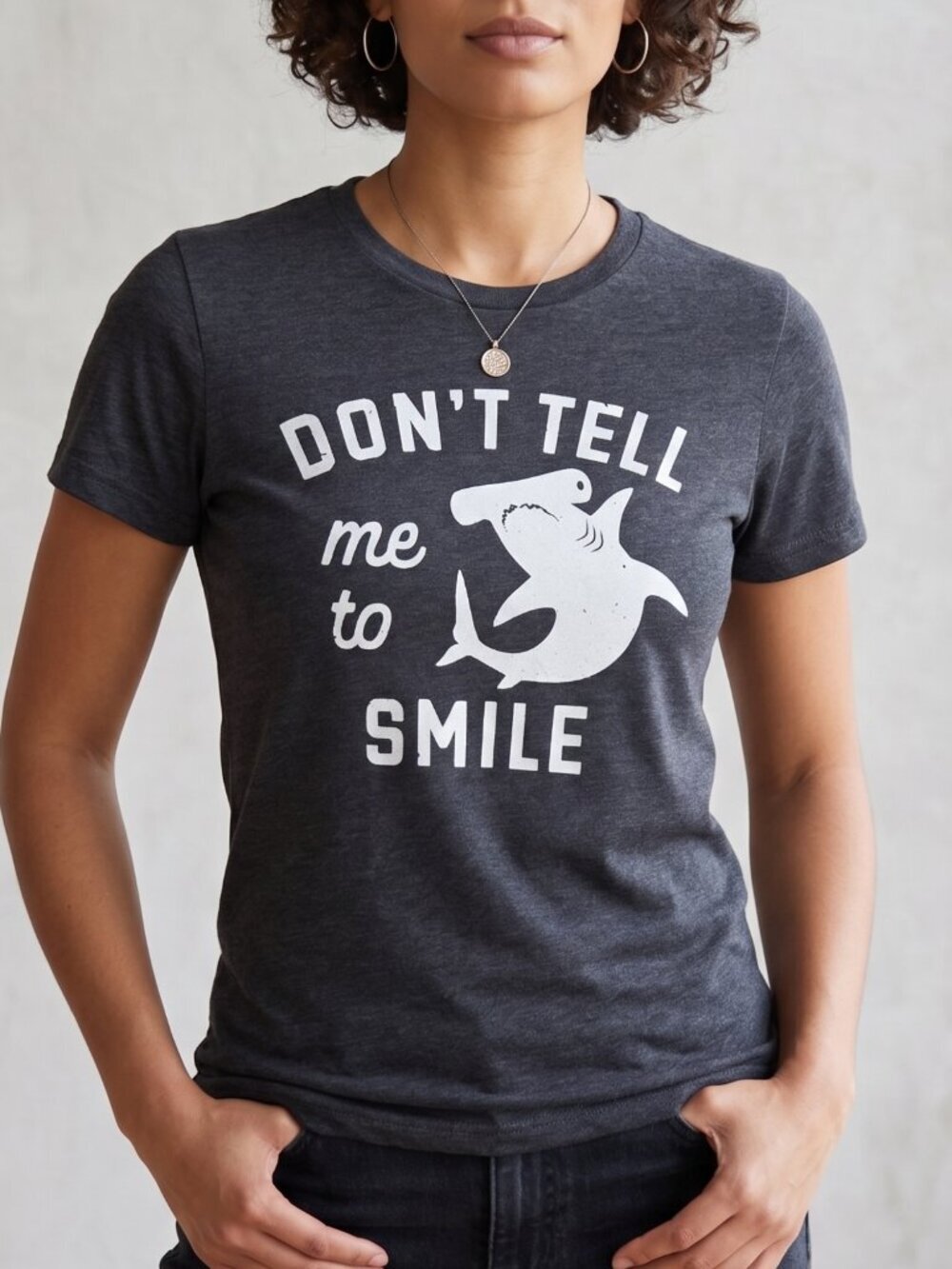 NWOT | Crazy Dog Don't Tell Me To Smile Hammerhead Shark Graphic Tee - Medium